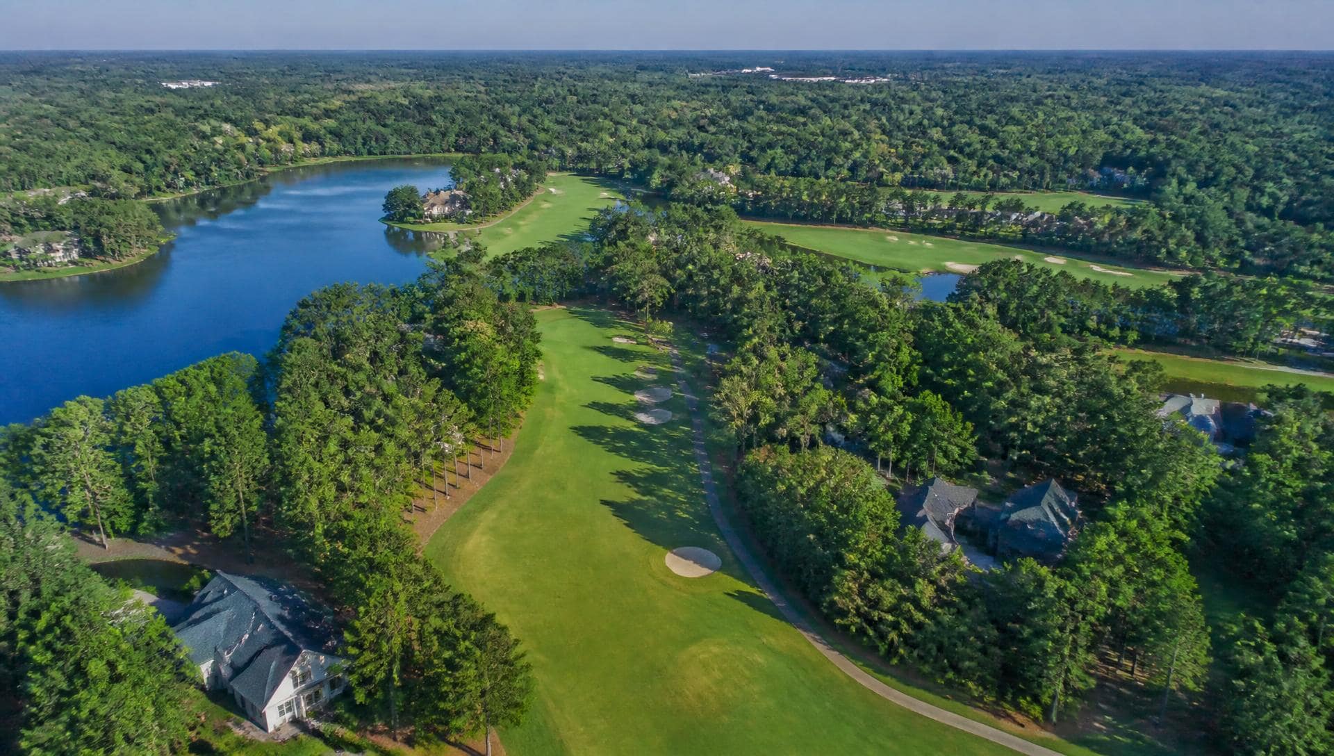 Aerial-style view of an estate street in Piper Glen, Charlotte